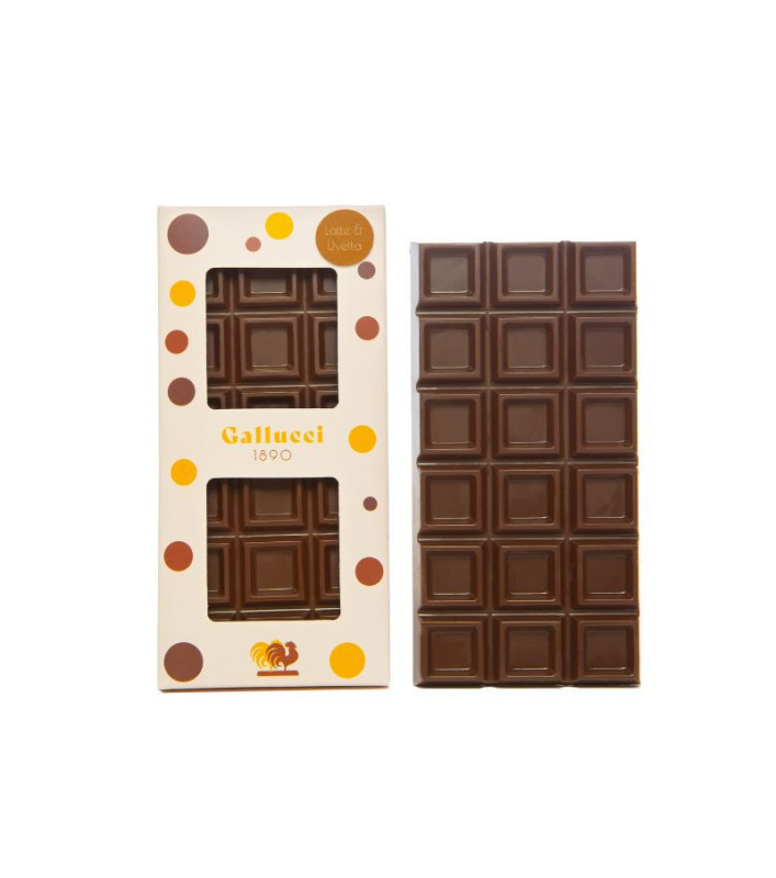 Tavoletta cioccolato finissimo al latte con uvetta da 100 g